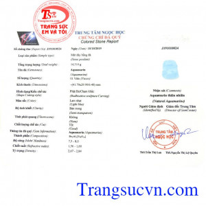 Giấy kiểm định từ trung tâm ngọc học