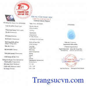 Giấy kiểm định từ trung tâm ngọc học