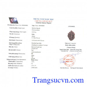 Giấy kiểm định từ trung tâm ngọc học