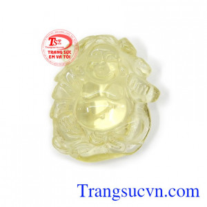 Mặt Di Lặc Citrine Thịnh Vượng chạm khắc đẹp, chất lượng cao, có giấy kiểm định đảm bảo
