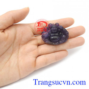 Mặt Di Lặc thạch anh tím bình an có giấy kiểm định đảm bảo chất lượng