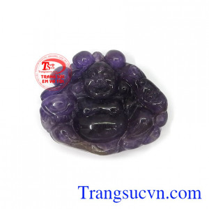 Mặt Di Lặc thạch anh tím bình an chạm khắc đẹp, chất lượng đá đảm bảo, kiểu dáng độc đáo