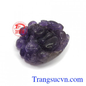 Mặt Di Lặc thạch anh tím bình an phù hợp bọc vàng hoặc bạc làm mặt dây chuyền đeo sang trọng, tinh tế và đẳng cấp