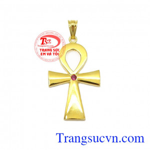 Mặt thánh giá bình an được chế tác tinh xảo từ vàng 10k bền đẹp,Mặt thánh giá bình an