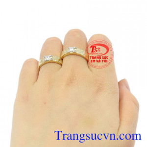 Nhẫn cưới vàng bền chặt vàng 10k