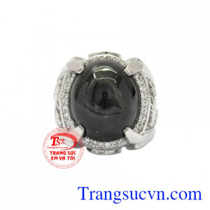 Nhẫn nam bạc Sapphire sao cá tính đeo hợp thời trang, thanh lịch.