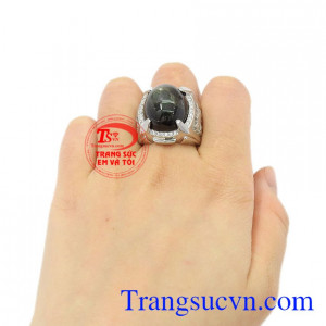Nhẫn nam bạc Sapphire sao cá tính
