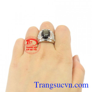 Nhẫn nam bạc Sapphire sao đẹp chất lượng.