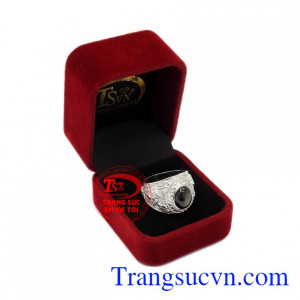 Nhẫn nam bạc Sapphire sao nam tính