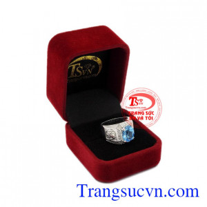 Nhẫn nam bạc Topaz đẹp