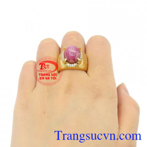Nhẫn nam vàng Ruby sao chất lượng 14k đẹp.