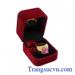 Nhẫn nam vàng Ruby sao chất lượng 14k