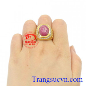 Nhẫn nam vàng Ruby sao đẹp vàng 14k chất lượng.