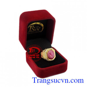 Nhẫn nam vàng Ruby sao đẹp vàng 14k