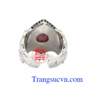Nhẫn nam vàng ruby vầng mặt trời 18k chất lượng.