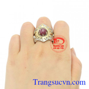 Nhẫn nam vàng ruby vầng mặt trời