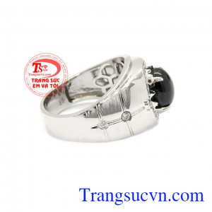 Nhẫn nam vàng trắng Sapphire sao làm nổi bật vẻ nam tính cho phái mạnh,Nhẫn nam vàng trắng Sapphire sao