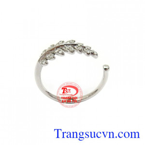 Nhẫn nữ lá vàng trắng thời trang thiết kế tinh tế, thời trang, đeo sang trọng, dịu dàng và cá tính