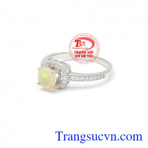 Nhẫn nữ vàng gắn đá Opal thiên nhiên dành cho phái đẹp, đeo hợp thời trang và quý phái