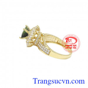 Nhẫn nữ vàng gắn đá quý Sapphire thiên nhiên dành cho phái đẹp, đeo hợp thời trang và quý phái