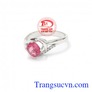 Nhẫn nữ vàng gắn đá quý Spinel thiên nhiên dành cho phái đẹp, đeo hợp thời trang và quý phái