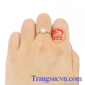 Nhẫn nữ vàng hoa tuyết Korea 10k.