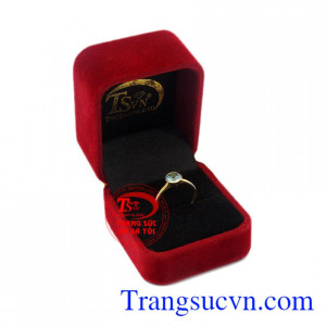 Nhẫn nữ vàng Topaz nhỏ xinh vàng 14k