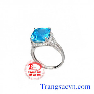 Nhẫn Topaz vuông đá 