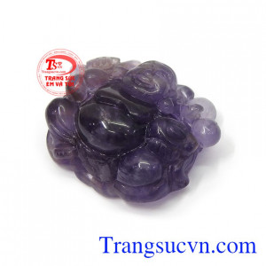 Phật Di Lặc thạch anh tím hiền hòa mang lại sự vui vẻ, bình an và thịnh vượng cho người đeo