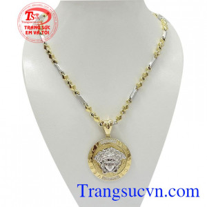 Bộ dây chuyền vàng lịch lãm vàng 10k kết hợp giữa mặt dây chuyền Korea và dây chuyền Italy thời trang