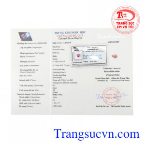 Đá quý Ruby ép vỉ may mắn