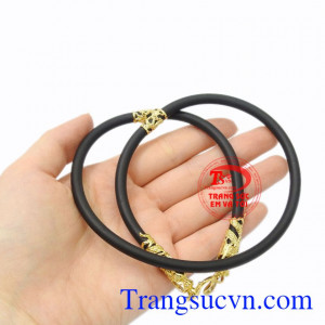 Dây chuyền cao su bọc rồng vàng 10k