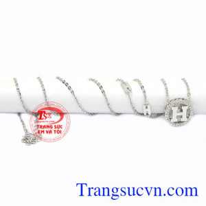 Dây chuyền nữ chữ H vàng trắng vàng 10k Korea sáng bóng, bền đẹp giao hàng trên toàn quốc.