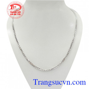 Dây chuyền vàng trắng thời thượng vàng 10k nhập khẩu nguyên chiếc Italy bền đẹp, chất lượng,Dây chuyền vàng trắng thời thượng