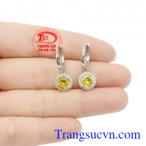 Sản phẩm thích hợp làm quà tặng cho người thân hoặc bạn bè,Hoa tai vàng thạch anh vàng