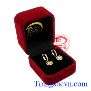 Hoa tai vàng thạch anh vàng úy tín, chất lượng, giao hàng toàn quốc,Hoa tai vàng thạch anh vàng