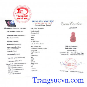 Giấy kiểm định từ trung tâm ngọc học