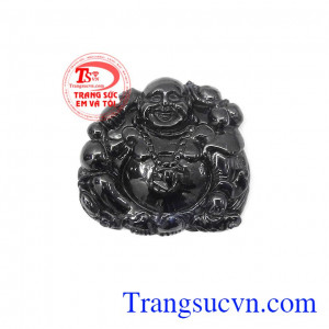 Mặt phật Di Lặc Sapphire phúc hậu chế tác đẹp, tỉ mỉ và tinh xảo từ đá Sapphire thiên nhiên,Mặt phật Di Lặc Sapphire phúc hậu