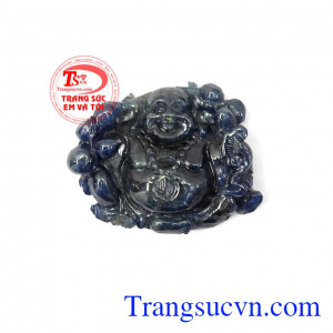 Mặt phật Di Lặc Sapphire trường sinh được chế tác tỉ mỉ, tinh xảo từ đá Sapphire thiên nhiên,Mặt phật Di Lặc Sapphire trường sinh