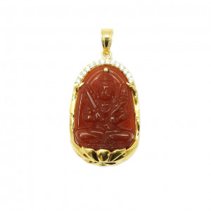 Mặt phật mã não tuổi Sửu - Dần là sản phẩm được chạm khắc tinh xảo từ đá mã não thiên nhiên kết hợp bọc vàng 18k,Mặt phật mã não tuổi Sửu - Dần