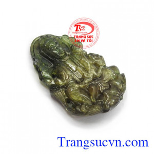 Mặt phật Quan Âm thiện lành màu sắc đá độc đáo, chạm khắc tinh xảo, chân thực