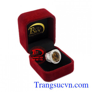 Nhẫn bạc thạch anh khói