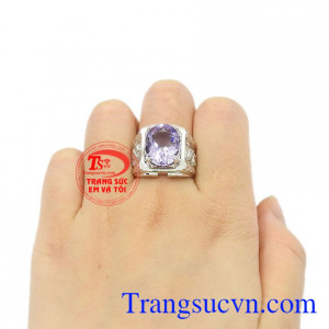 Nhẫn bạc thạch anh tím