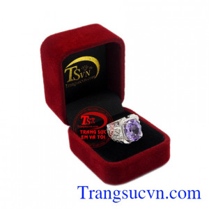 Nhẫn bạc thạch anh tím