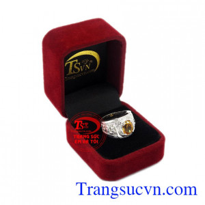 Nhẫn bạc thạch anh vàng chất lượng