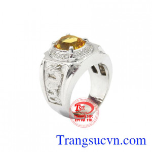 Nhẫn bạc thạch anh vàng chất lượng thương hiệu trang sức Em và Tôi chất lượng.