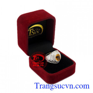 Nhẫn bạc thạch anh vàng đẹp
