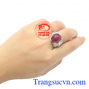 Sản phẩm thích hợp làm quà tặng cho người thân hoặc bạn bè,Nhẫn nam bạc Ruby thiên nhiên