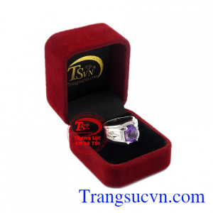 Nhẫn nam bạc thạch anh tím