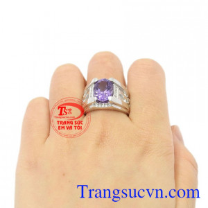 Nhẫn nam bạc thạch anh tím